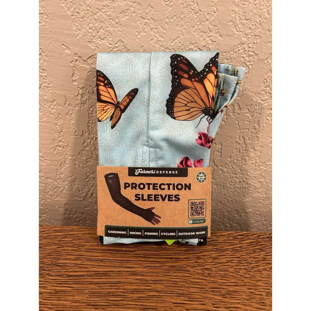 Farmers Defense Protection Sleeves Blue Butterfly Pattern Gardening Bicycling